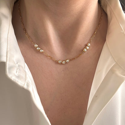 Zircon Paperclip Chain Necklace