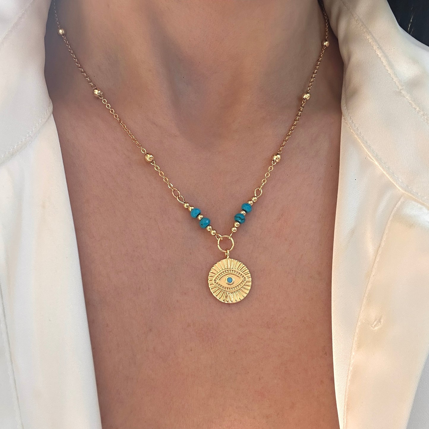 Turquoise Eye Pendant Necklace