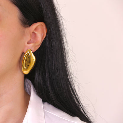 Statement Oval Earrings Gold