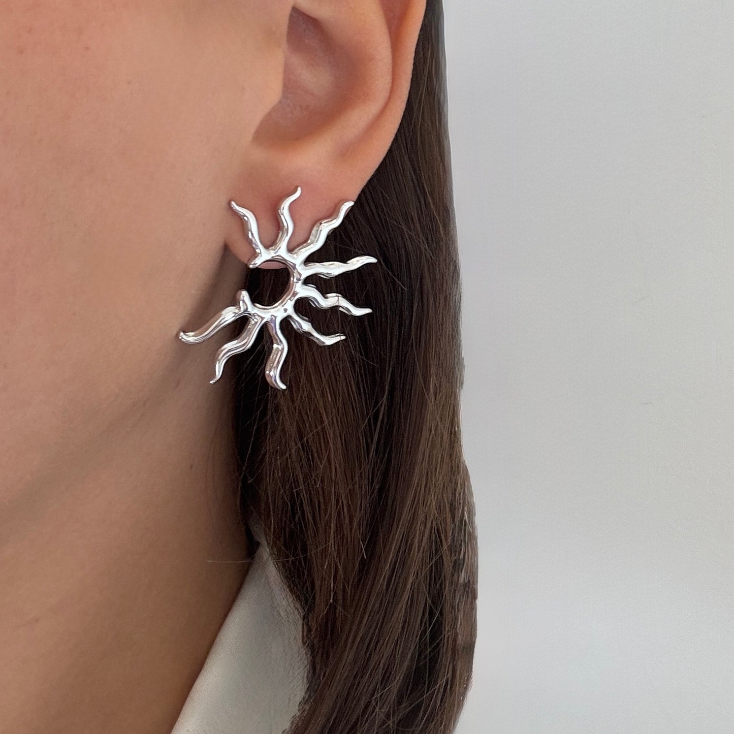 Twig Stud Earrings Silver