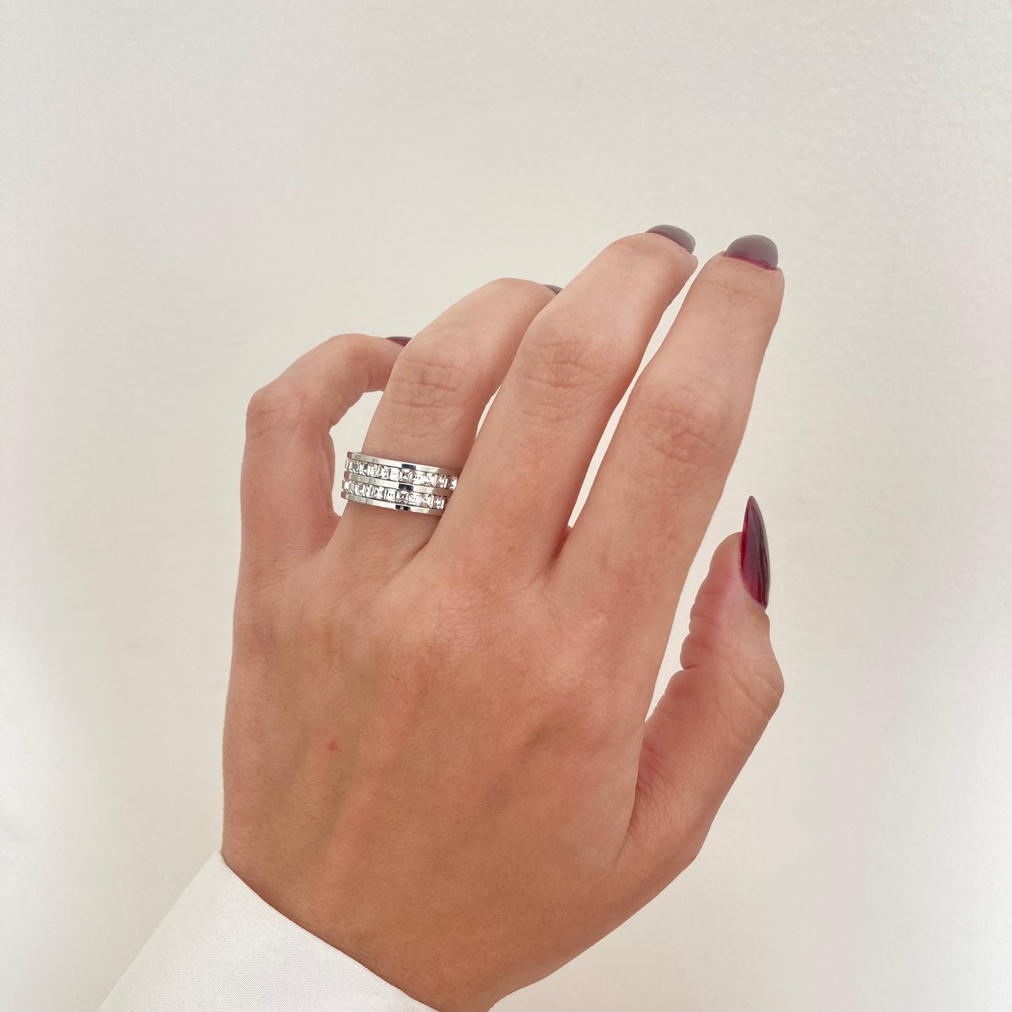 Double Zircon Eternity Ring Silver