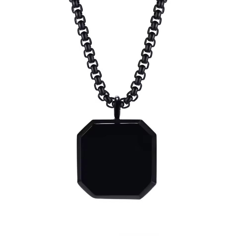 Black On Black Pendant Necklace - Men