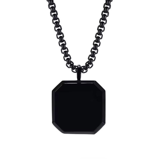 Black On Black Pendant Necklace - Men
