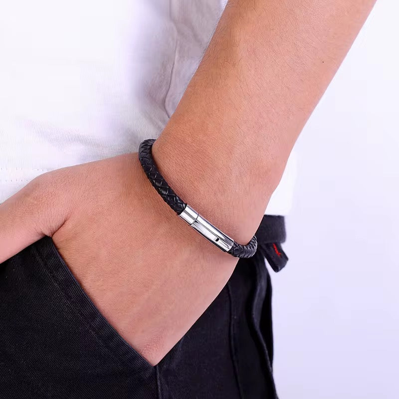 Silver Tube Bracelet - Men