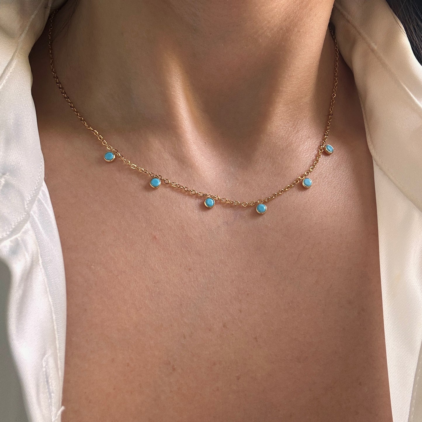 6 Blue Stone Necklace
