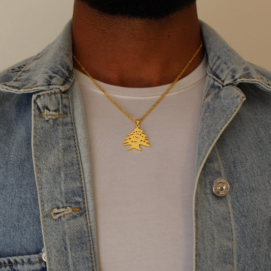 Lebanese Cedar Gold Necklace - Men