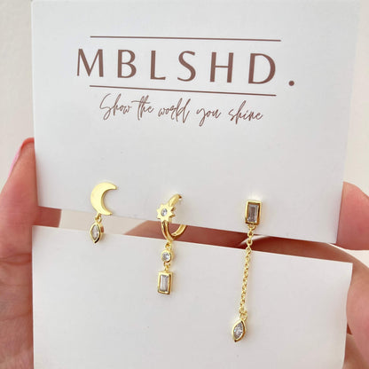 Moon and Star 3 Earrings