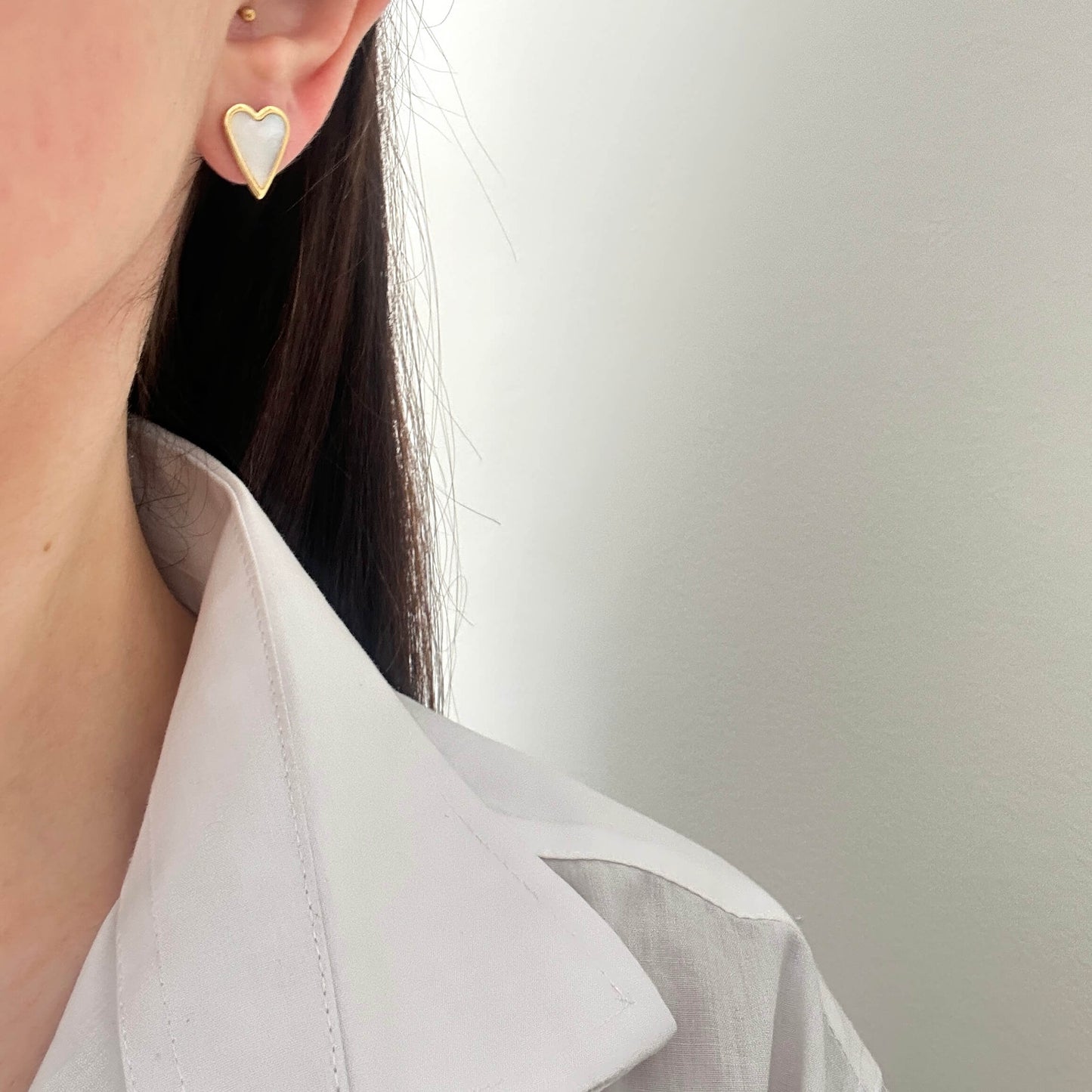 White Heart Stud Earrings