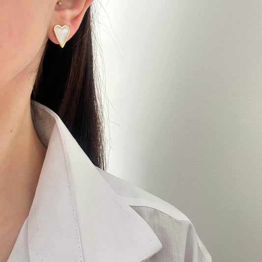 White Heart Stud Earrings