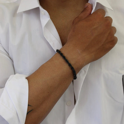 Thick Twist Black Bracelet - Men