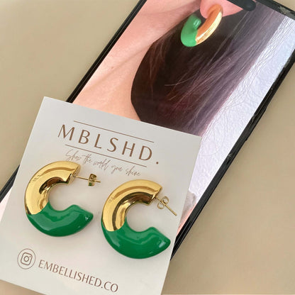 Enamel C Shaped Colored Earrings