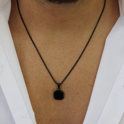 Black On Black Pendant Necklace - Men