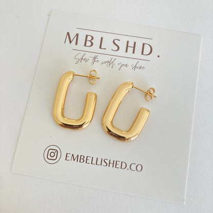 Rectangle U Earrings Gold