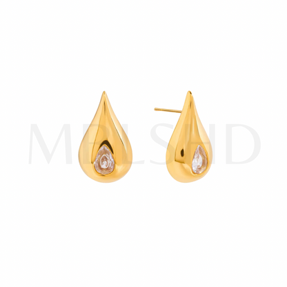Golden Zircon Teardrop Earrings