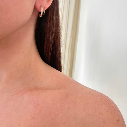 White Zircon Double Earrings