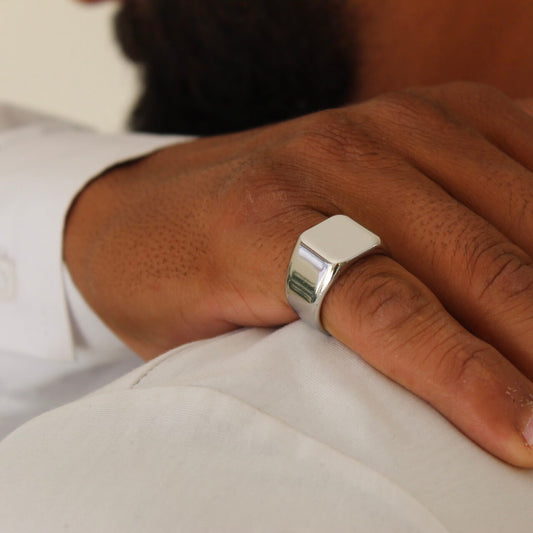 Square Signet Ring Silver - Men