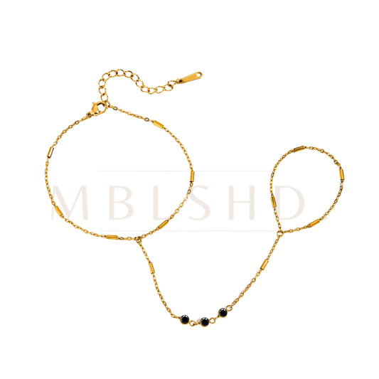 Triple Black stone HandChain