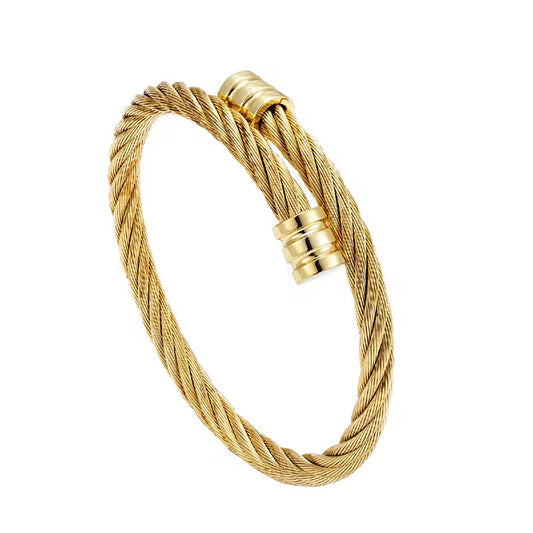 Twisted Gold Bangle - Men