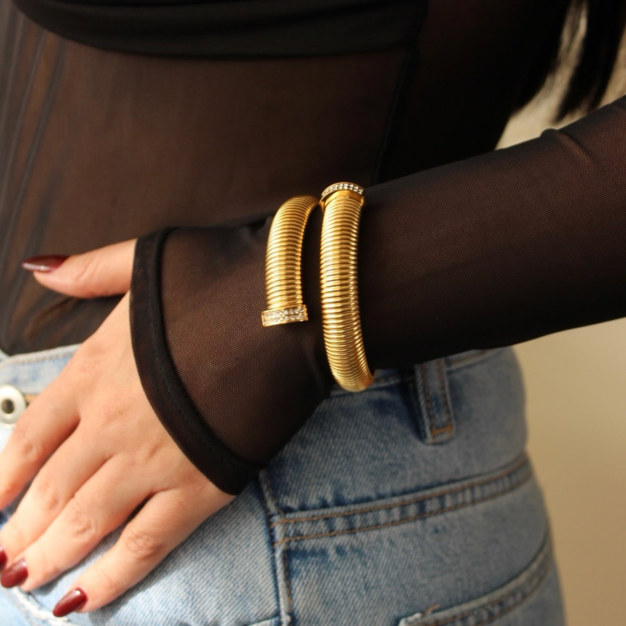 Statement Embellished Wrap Bangle