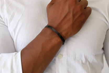 Simple Black Bangle - Men