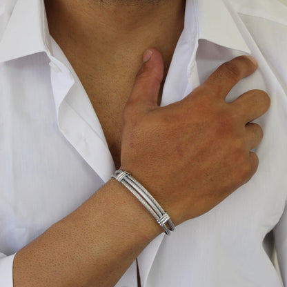 Silver On Silver Bangle - Men