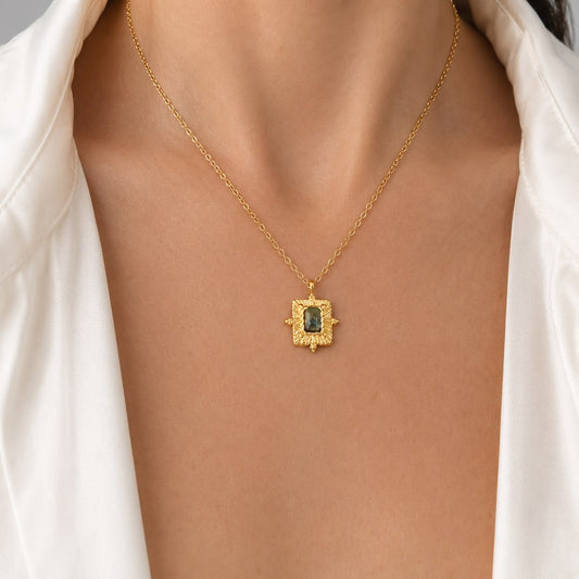 Green Rectangle Necklace