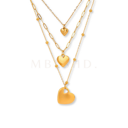 Triple Heart Layer Necklace