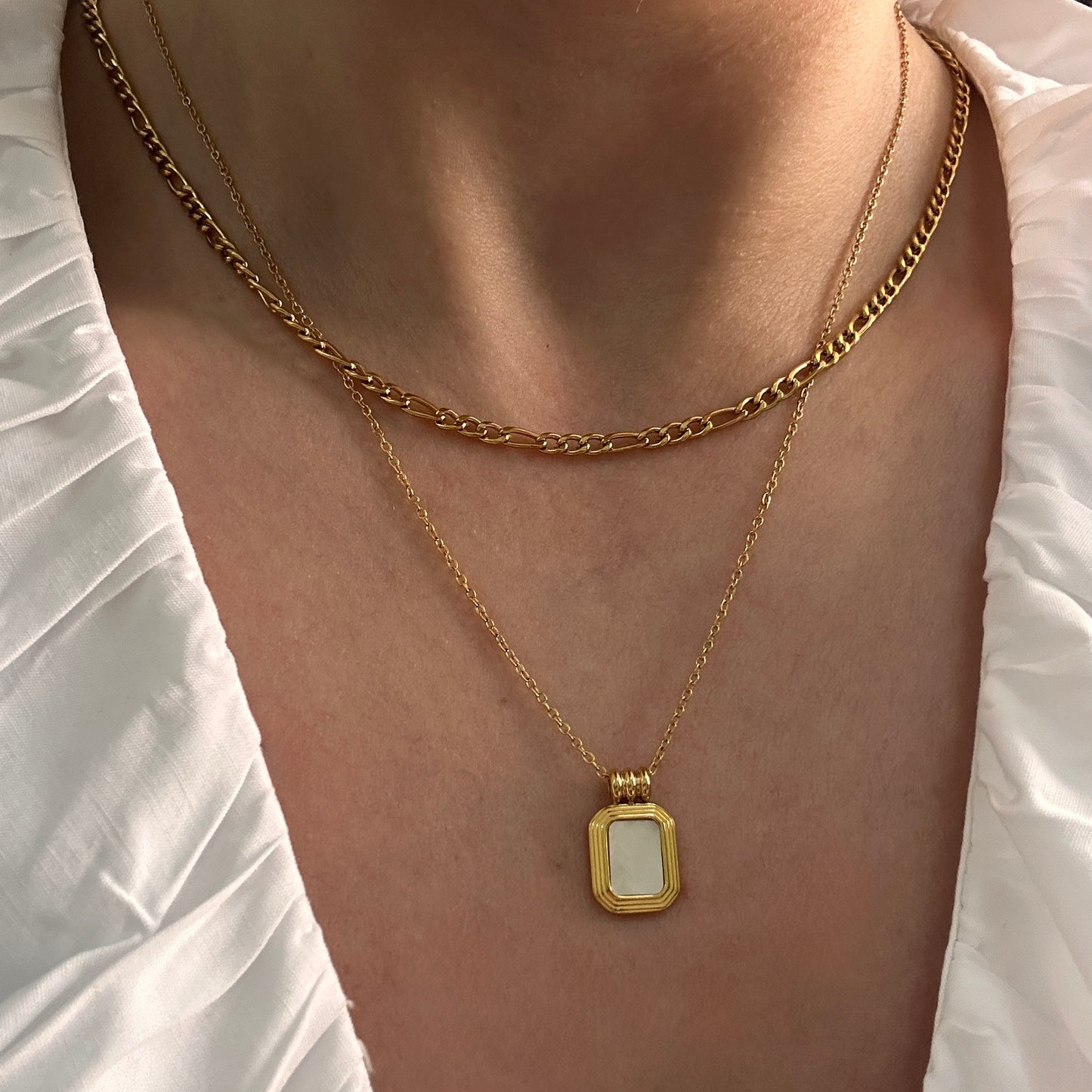 White Stone Layered Necklace