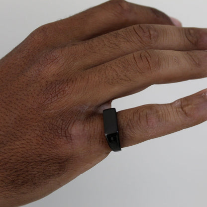 Rectangle Signet Ring Black - Men
