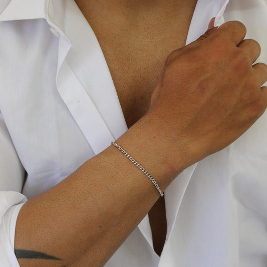 3mm Cuban Silver Bracelet - Men