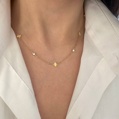 Clover & Zircon  Necklace