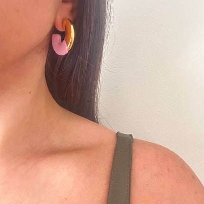 Enamel C Shaped Colored Earrings