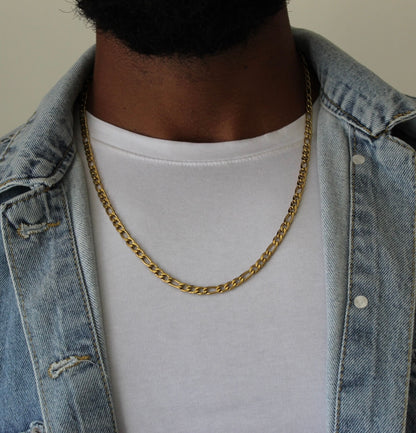 5mm Figaro Gold Necklace - Men