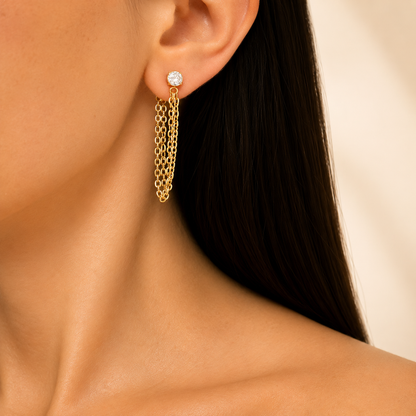 Zircon Chain Tassel Earrings