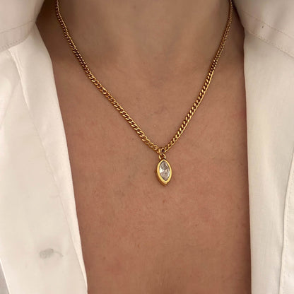 White Oval Chain Necklace