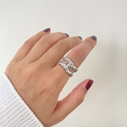 Layered Hammered Ring Silver