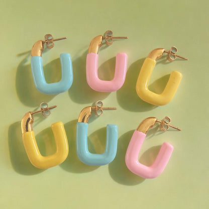 Pastel Colored U Earrings