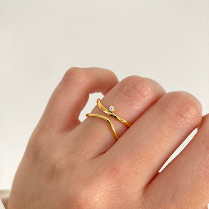 Irregular H Zircon Ring