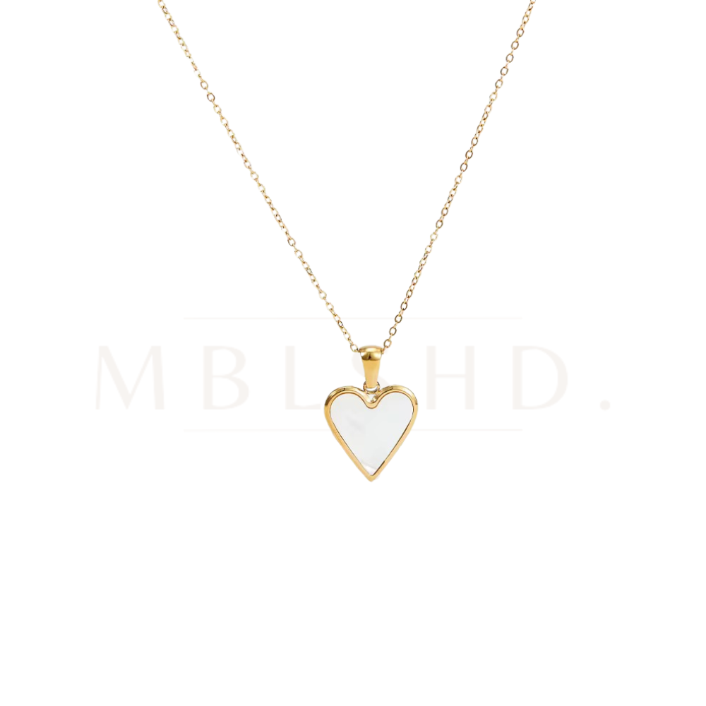 White Heart Pendant Necklace