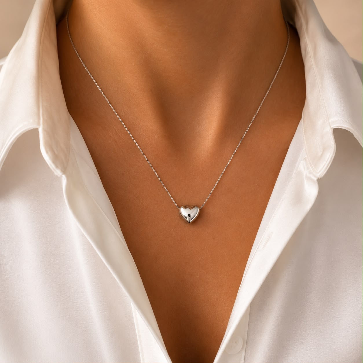 Mini Bubbly Heart Necklace Silver