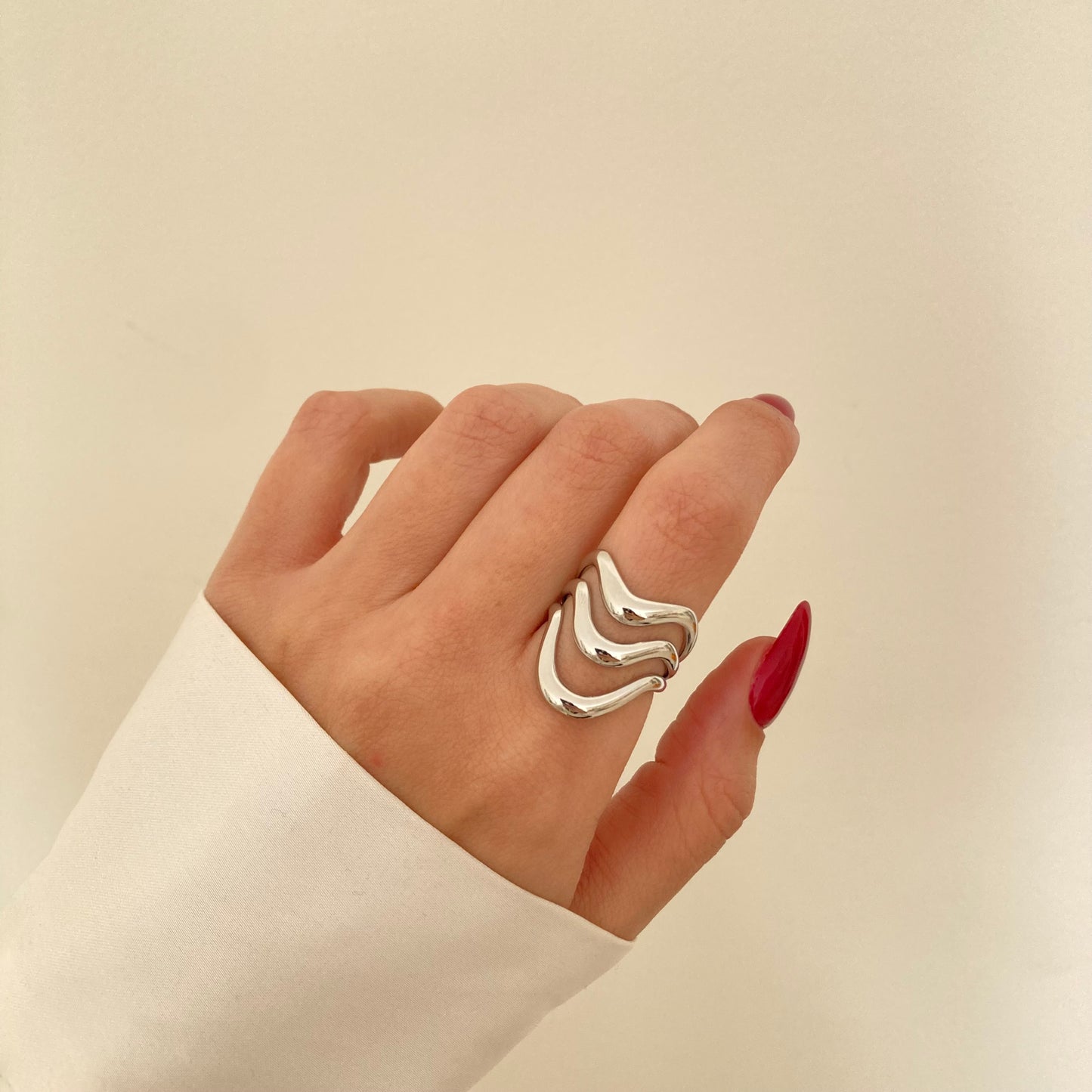 Triple Layer Open Silver Ring