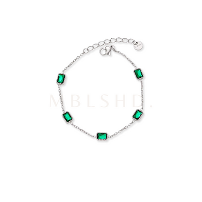 Green Stones Bracelet Silver