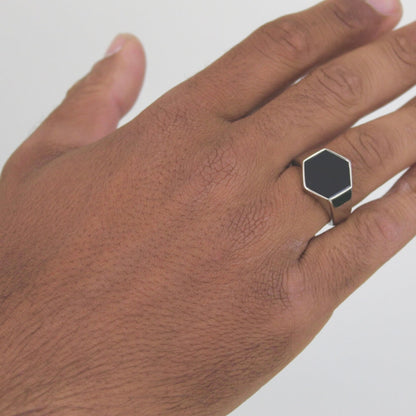 Hexagon Ring Silver - Men