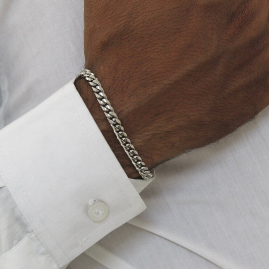 6mm Silver Pressed bracelet - Men