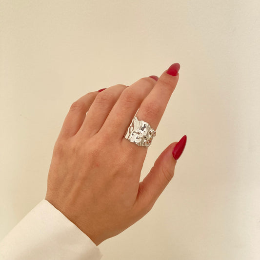 Hammered Open Silver Ring