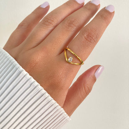 Layered V Zircon Ring