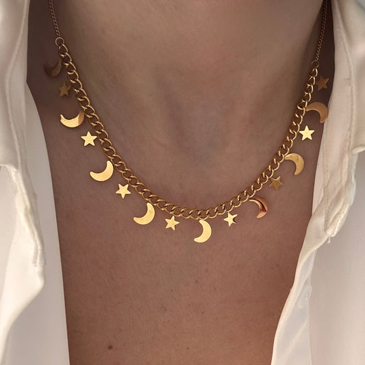 Moon & Stars Tassel Necklace
