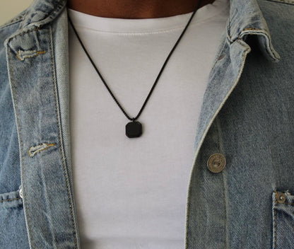 Black On Black Pendant Necklace - Men