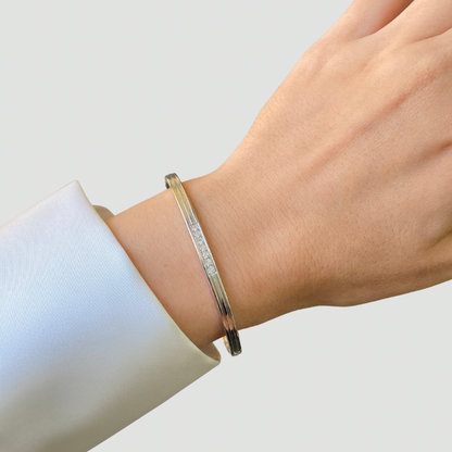 7 Zircons Bangle -Silver-