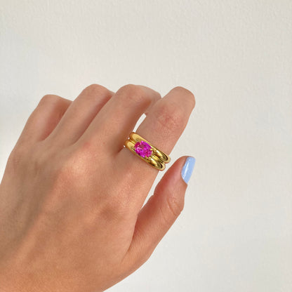 Hot Pink Wide Band Ring